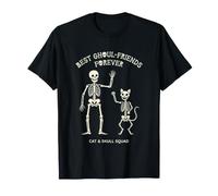 Best Ghoul Friends Forever Skeleton Cat And Skull Squad Maglietta