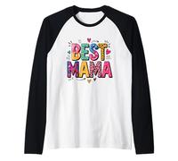 Best Mama Colorful Heart Pattern Maglia con Maniche Raglan