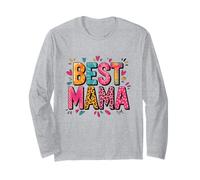 Best Mama Leopard Cheetah Print Hearts Fun Maglia a Manica