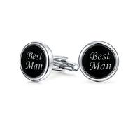 Best Man Script Words Round Nero Bianco Camicia Gemelli Per Gli Uomini Sposi Festa Regalo In Ottone Proiettile Cerniera Indietro