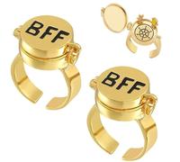 Best Migliori Amici per Sempre Anelli,2 Pz Amicizia Anello BFF 14K Oro Anime Estetico BFF Anelli Coppia Carina Open cap Anelli Gioielli Regali per Donne Ragazze Commemorativo Regalo Compleanno