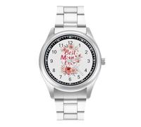 Best Mom Ever - Orologio al quarzo personalizzato in acciaio inox con numeri arabi, per uomo e donna