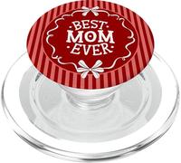 Best Mom Ever Retro Stripe Bow Aesthetic Motherhood PopSockets PopGrip per MagSafe