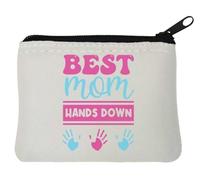 Best Mom Hands Down - Portamonete in neoprene, 10 x 11 cm, colore: Bianco