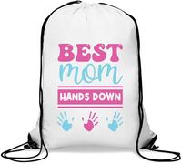 Best Mom Hands Down - Sacca da palestra casual, con coulisse, colore: bianco