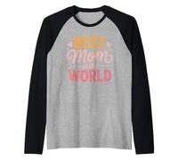 Best Mom in The World Tipografia Cuori retrò Mamma Maglia con Maniche Raglan