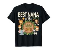 Best Nana of The Wild One Safari Primo Compleanno Maglietta