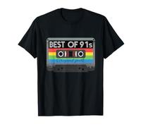 Best of 91s 91s 91s Anni 91s 91s Party Retro Cassette Maglietta