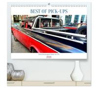 BEST OF PICK-UPS - Pritschenwagen Made in USA (hochwertiger Premium Wandkalender 2026 DIN A2 quer), Kunstdruck in Hochglanz: Oldtimer amerikanischer Pick-ups in Kuba