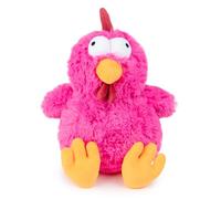 Best Pet Supplies, Mrs. Cluck, Peluche interattivo per cuccioli o cani di piccola e media taglia con sonaglio, Mrs Cluck (Fucsia)