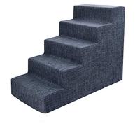 Best Pet Supplies Scalette e scale per animali domestici realizzati negli Stati Uniti con schiuma certificata CertiPUR-US per cani e gatti, lino grigio scuro, 5 gradini (H: 57,1 cm), ST236D-L