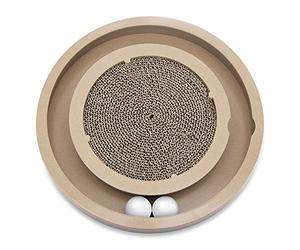 Best Pet Supplies Scratch and Spin - Tiragraffi per gatti con palline rotanti interattive per un gioco attivo, cartone ondulato riciclato naturale, supporta i comportamenti degli animali domestici,