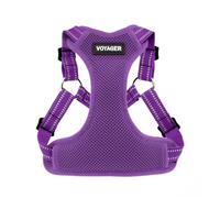 Best Pet Supplies Voyager by - Imbracatura completamente regolabile in rete con bordino riflettente 3M, viola (finiture abbinate), taglia XS
