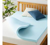 Best Price Mattress 2 Inch Ventilated Memory Foam Mattress Topper, Cooling Gel Infusion, Queen Blue