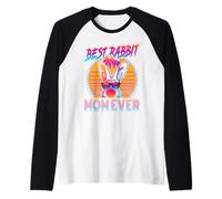 Best Rabbit Mom Ever Retro Vintage 80s Funny Bunny Mom Maglia con Maniche Raglan