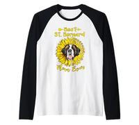 Best Saint Bernard Dog Mom Ever Sunflower Funny Paw Lover Maglia con Maniche Raglan