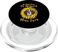 Best Saint Bernard Dog Mom Ever Sunflower Funny Paw Lover PopSockets PopGrip per MagSafe