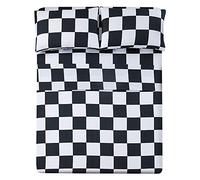 Best Season Luxucy - Set di Biancheria da Letto in Microfibra Morbida con Tasca Profonda, 4 Pezzi Moderno Full Plaid Bianco e Nero