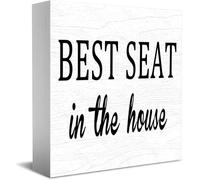Best Seat In The House, cartello decorativo in legno, divertente, per ufficio, casa, rustico, quadrato, decorazione da scrivania, 12,7 x 12,7 cm