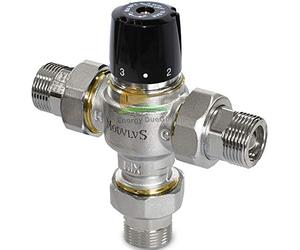 Best Solar Valvola Miscelatrice Termostatica Sanitaria con Funzione Antiscottatura con Bocchettoni (1, 1/2" Kvs 1,5)