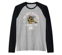 Best Soldiers Are Born in June Army Militare Regalo di Compleanno Maglia con Maniche Raglan