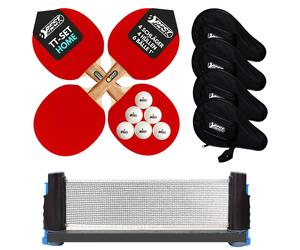 Best Sporting Ping Pong Set Casa I 4 Pipistrello,4 Borse,Flexi Rete + 6 Palline