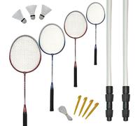 Best Sporting Set Badminton: 4 Pipistrello Blu E Rosso, 3 Palline, Rete E Borsa