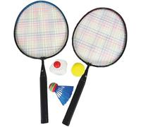 BEST SPORTING Set di volani - perfetto per bambini e adulti - 2 racchette (46 cm) con gambo accorciato, incluso volano, palla softball e volano in schiuma - Set da badminton per esterni e spiaggia