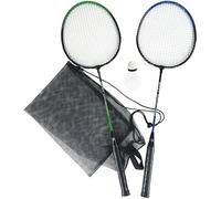 BEST SPORTING Set volano - 2 racchette da badminton con fusto in acciaio temprato e cinturino in poliuretano, con volano in nylon con testa in schiuma, set da badminton per bambini e adulti