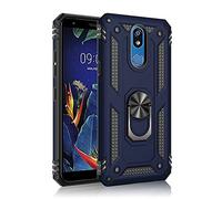Best ST Custodia LG K40, supporto per anello in metallo, perni di rotazione a 360° e 180°. Custodia protettiva sottile in TPU + PC, compatibile con supporto magnetico per auto, colore: blu