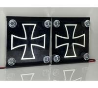 Best Trucks Europe Accessori interni per camion, targa luminosa a LED, 24 V/12 V, con design a croce in ferro, illuminazione luminosa e decorazione per camionisti
