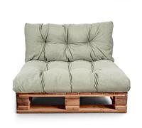 Best Wool Set di Cuscini per Pallet - Cuscino D’assise per Pallet Europei - Imbottitura con Schiuma Granulare Poulirette - Include Cuscino D’assise 120x80cm + Schienale 120x40cm