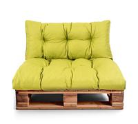 Best Wool Set di Cuscini per Pallet - Cuscino D’assise per Pallet Europei - Imbottitura con Schiuma Granulare Poulirette - Include Cuscino D’assise 120x80cm + Schienale 120x40cm