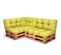 Best Wool Set di Cuscini per Pallet - Cuscino per Pallet Europei - Imbottiti con Schiuma Granulare Poulirette - Include 2x Cuscini D’assise 120x80 cm + Schienale 120x40 cm, oltre a 60x40 cm e 40x40