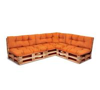 Best Wool Set di cuscini per pallet - Cuscino per pallet europei - Imbottiti con schiuma granulare Poulirette - Include 3x cuscini d’assise 120x80cm + schienale 120x40cm, oltre a 60x40cm e 40x40cm