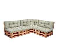 Best Wool Set di cuscini per pallet - Cuscino per pallet europei - Imbottiti con schiuma granulare Poulirette - Include 3x cuscini d’assise 120x80cm + schienale 120x40cm, oltre a 60x40cm e 40x40cm