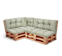 Best Wool Set di Cuscini per Pallet - Cuscino per Pallet Europei - Imbottiti con Schiuma Granulare Poulirette - Include 2x Cuscini D’assise 120x80 cm + Schienale 120x40 cm, oltre a 60x40 cm e 40x40