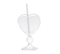 BestAlice 2 bicchieri da cocktail in vetro Martini, 240 ml, creativi, a forma di cuore, con cannuccia, vetro di cristallo per la casa, succhi di frutta, bar, feste, lucidi