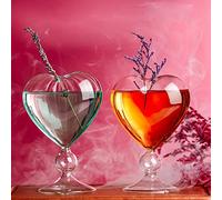 BestAlice 2 bicchieri da cocktail in vetro Martini, 240 ml, creativi, a forma di cuore, con cannuccia, vetro di cristallo per la casa, succo di frutta, bar, feste, strisce