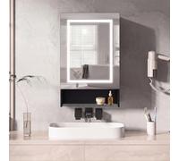 BestAlice Armadietto da bagno con specchio, pensile, ripiani regolabili, 50 x 88 cm