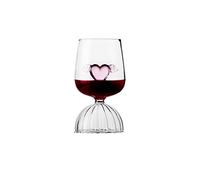 BestAlice Bicchieri da Vino Rosso Bicchiere da Vino con Cuore Rosa Trasparente con Stelo per Vino Rosso e Bianco, Bicchiere da Vino con Cuore Rosa Perfetto per Feste, Regali, Compleanni,(350 ml)