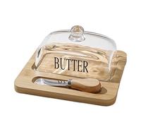 BestAlice Burriera in Vetro con Coperchio, Formaggiera Trasparente a Cupola con Manico, Grande Contenitore per Burro con Coperchio per Tavolo, Burriera Extra Large per Piano di (A)