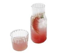 BestAlice Caraffa Trasparente con Tazza, Caraffa per Acqua da Comodino e Set di Bicchieri, Caraffa in Vetro per Servire Acqua da Comodino, Caraffa Bicchiere in Vetro, Bottiglia per Collutorio(Grande)