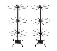 BestAlice Confezione da 2 espositori girevoli a 3 ripiani, per collane, albero alla moda, in metallo, regolabili (2 pezzi, nero)