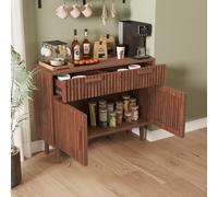 BestAlice Credenza, cassettiera con 2 cassetti e un vano portaoggetti con doppia porta, tavolino con gambe in legno massiccio, per sala da pranzo, camera da letto, soggiorno, colore noce