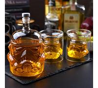 BestAlice Decanter per whisky trasparente, 750 ml, set di decanter per whisky con 2 bicchieri, caraffa per whisky in vetro trasparente Carefe Decanter personalizzato regalo per Bourbon Scotch Whisky