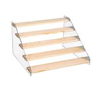 BestAlice Espositore a 4 ripiani in acrilico trasparente, organizer per spezie, multifunzione, in legno, 40 cm