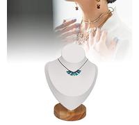 BestAlice Espositore per Collane, Busto per Gioielli Espositore per Collane Porta Gioielli, Collana Manichino Busto per Collana Busto per Gioielli in Legno PU in Pelle per Negozio(Bianco)