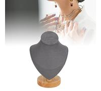 BestAlice Espositore per Collane, Busto per Gioielli Espositore per Collane Porta Gioielli, Collana Manichino Busto per Collana Busto per Gioielli in Legno PU in Pelle per Negozio(Grigio)