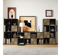 BestAlice Libreria con 4 ante e 8 scomparti, scaffale per ufficio, scaffale decorativo, per presentazione, per soggiorno, ufficio, 60 x 30 x 125 cm, nero